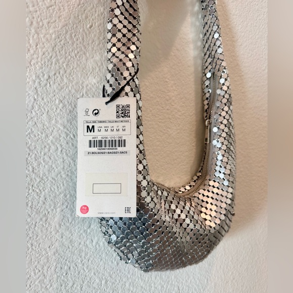 Zara Metallic Bag, Silver Bag, New with Tag - Picture 8 of 10